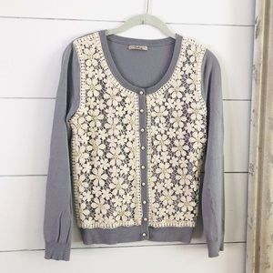 Darling Lace & Pearl Button Up Cardigan Size Small